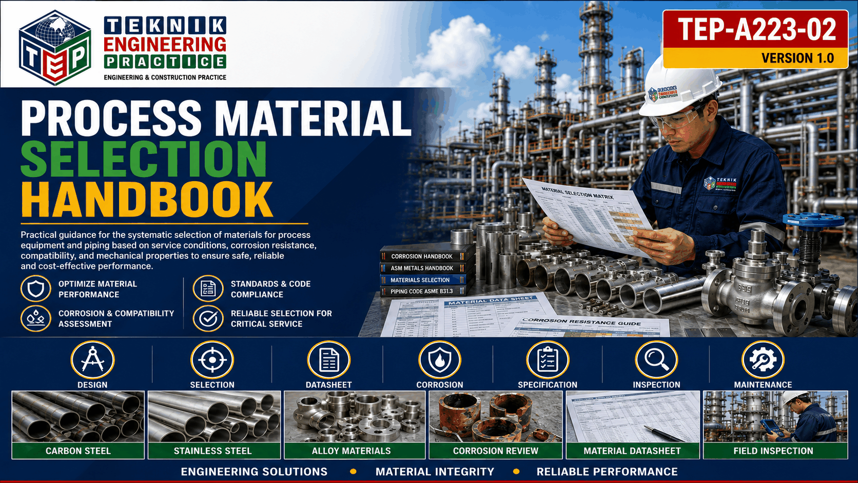 Thumbnail for TEP-A223-02 – Process Material Selection Handbook – Version 1.0